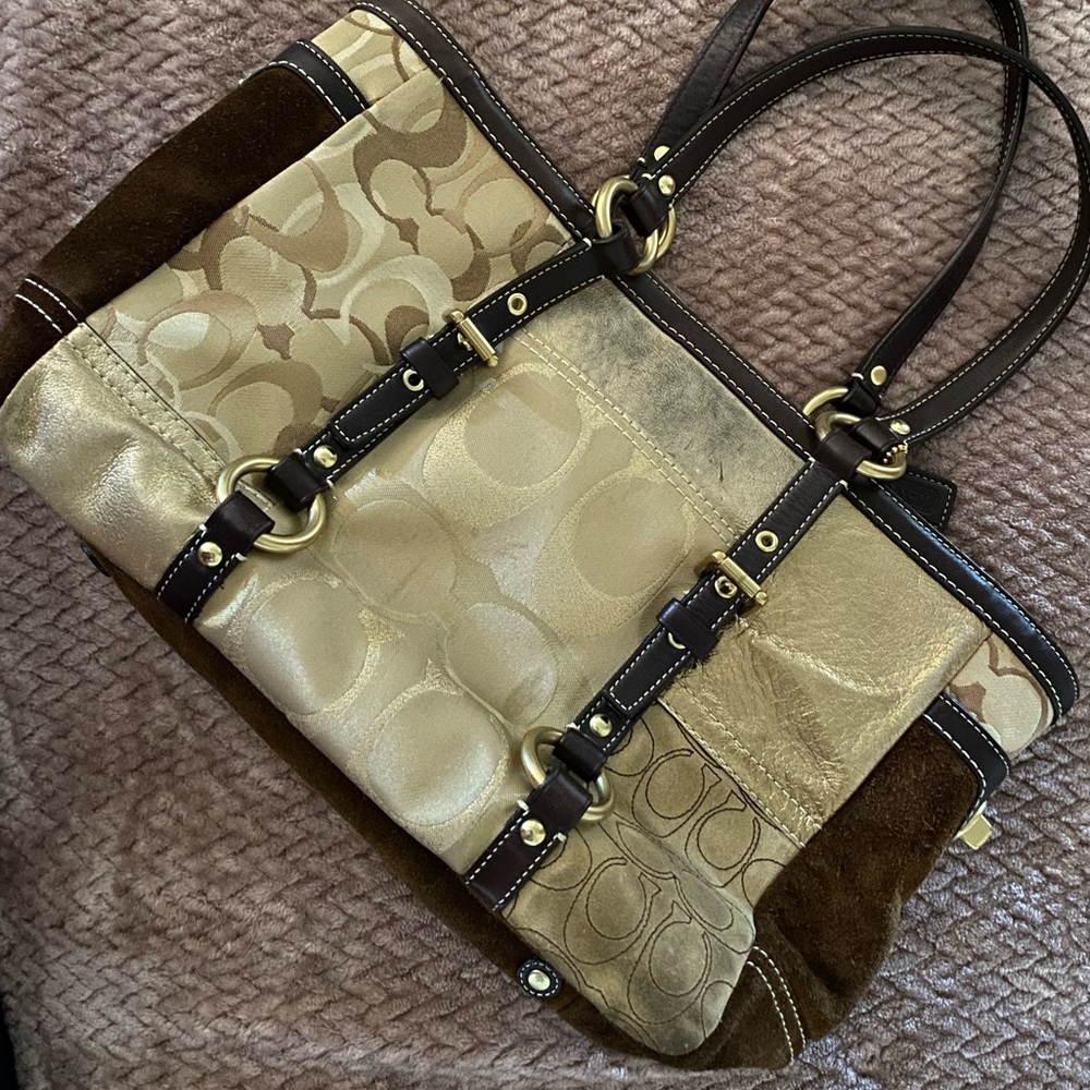 Coach Patchwork Shopper #F06Q-10388 Gold Tote